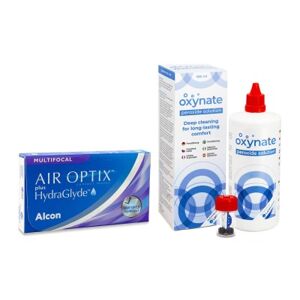 Alcon Air Optix Plus Hydraglyde Multifocal (3 šošovky) + Oxynate Peroxide 380 ml s puzdrom
