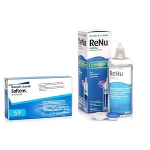 SofLens 59 (6 šošoviek) + ReNu MultiPlus 360 ml s puzdrom Soflens Mesačné balíčky sférické