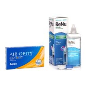 Alcon Air Optix Night & Day Aqua (6 šošoviek) + ReNu MultiPlus 360 ml s puzdrom