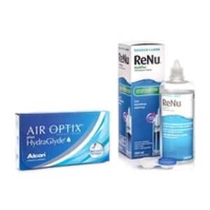 Alcon Air Optix Plus Hydraglyde (6 šošoviek) + ReNu MultiPlus 360 ml s puzdrom