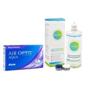 Alcon Air Optix Aqua Multifocal (6 šošoviek) + Solunate Multi-Purpose 400 ml s puzdrom